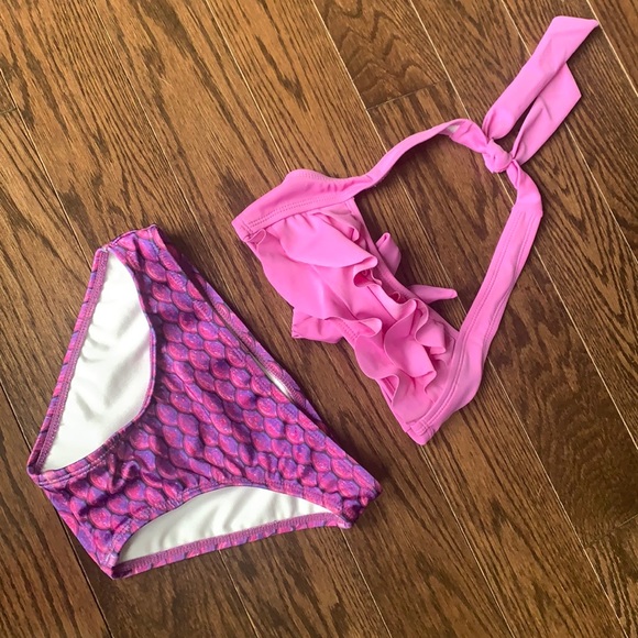 Mermaidens finfun.com Kids XS Purple Pink Bikini - Picture 1 of 5